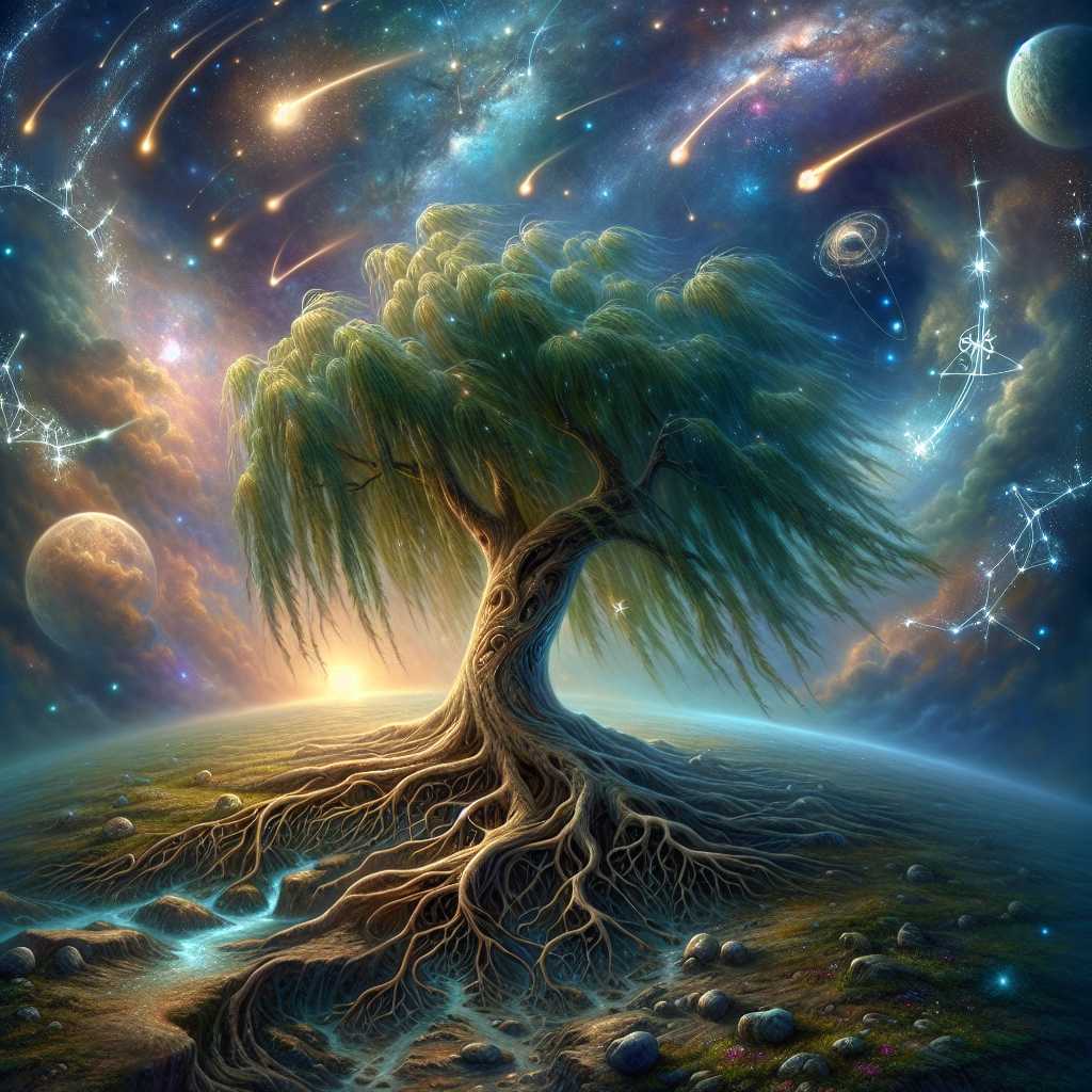 The Whispering Willow and the Starry Skies