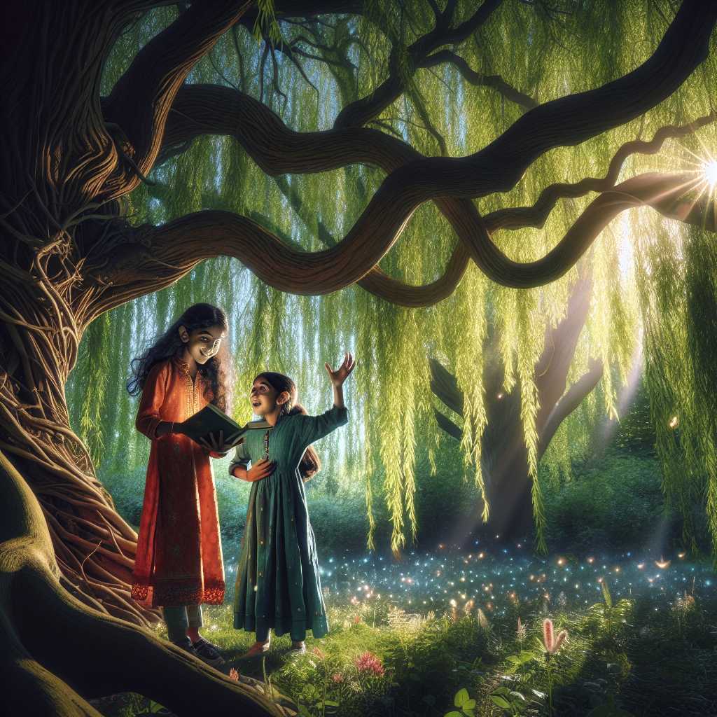 Luna and Finn's Magical Friendship with the Whispering Willow